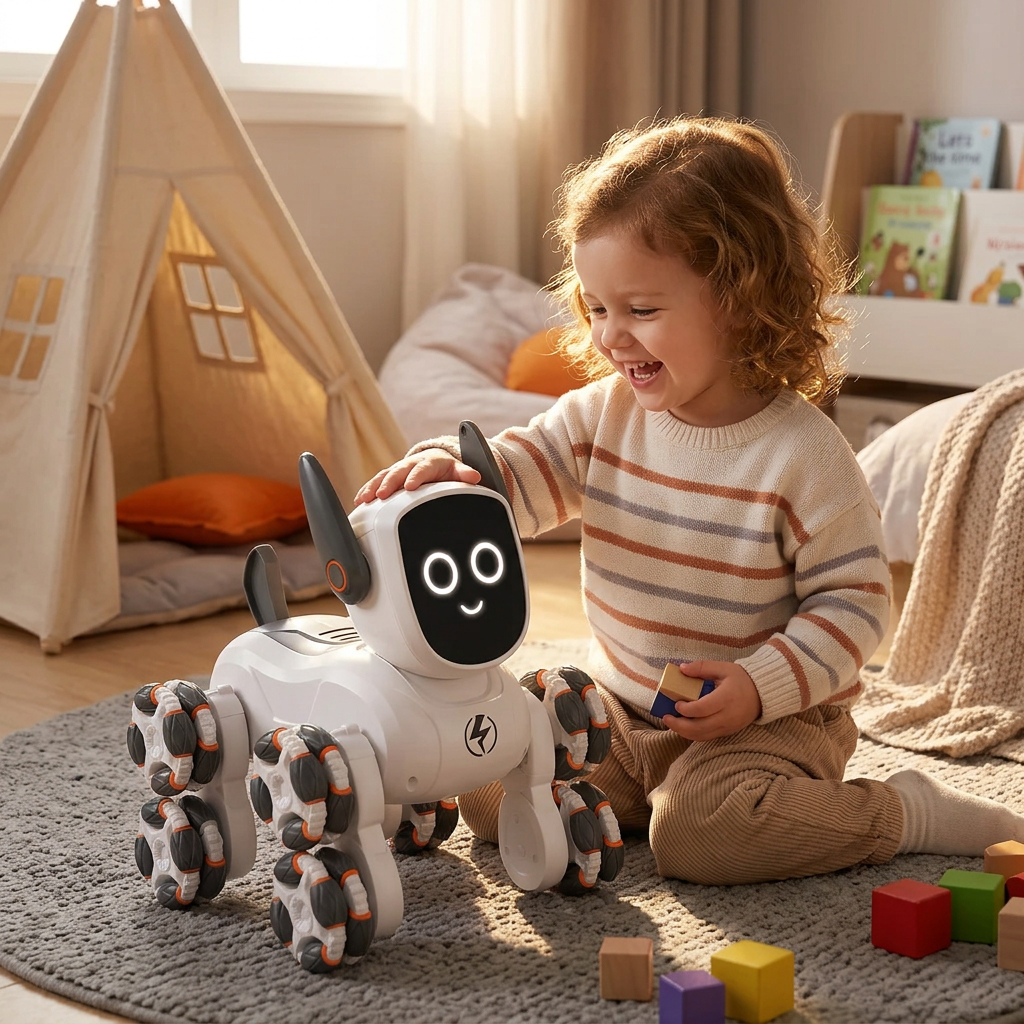 Smart Robot Dog Toy – Voice and Gesture-Controlled Mechanical Pet with Multiwheel Stunts for Interactive Kids Play and Creative Gifts