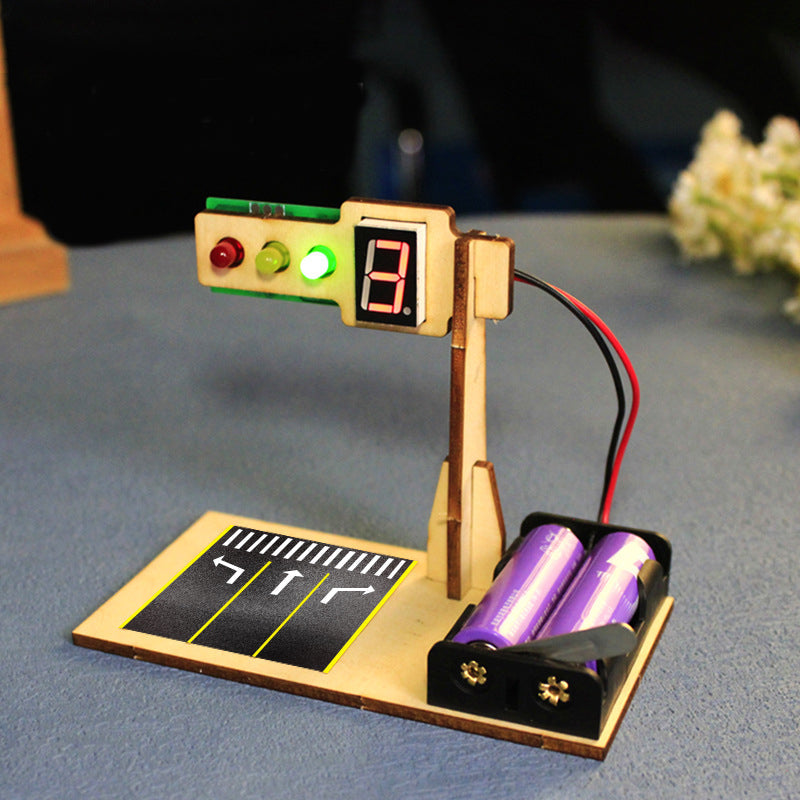 DIY Traffic Light Science Model Kit - Wooden Educational Experiment Set for Kids, Hands-On STEM Learning Toy for Technology and Engineering Concepts