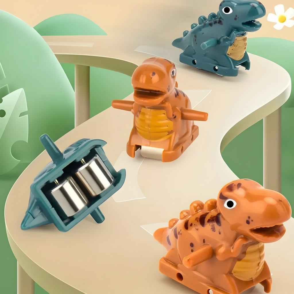 Dinosaur Climbing Slide Toy - Electric Music Puzzle Track Set with Mini Dinosaurs for Kids Christmas and Birthday Fun