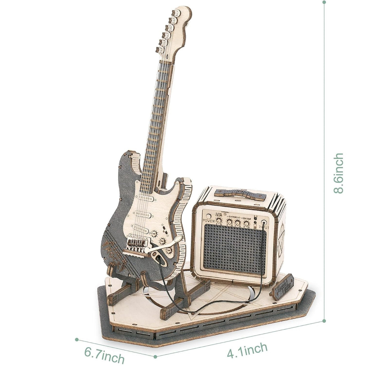 Electric Guitar 3D Wooden Puzzle Set – Creative DIY Assembly Building Blocks for Kids and Adults, Perfect Christmas Gift