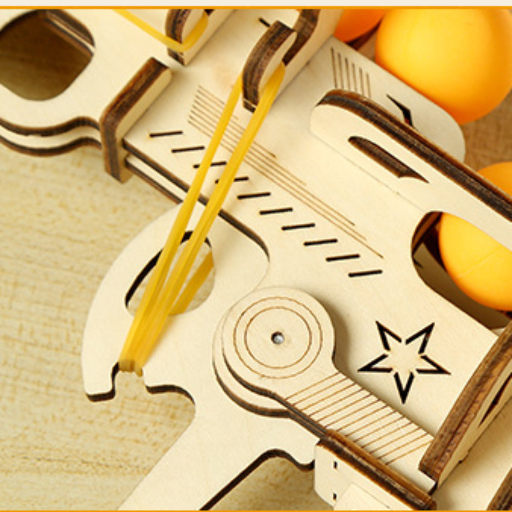 DIY Wooden Rubber Band Gun Puzzle Kit – Creative Assembly Building Block Pistol Model Toy for Kids Engineering Play