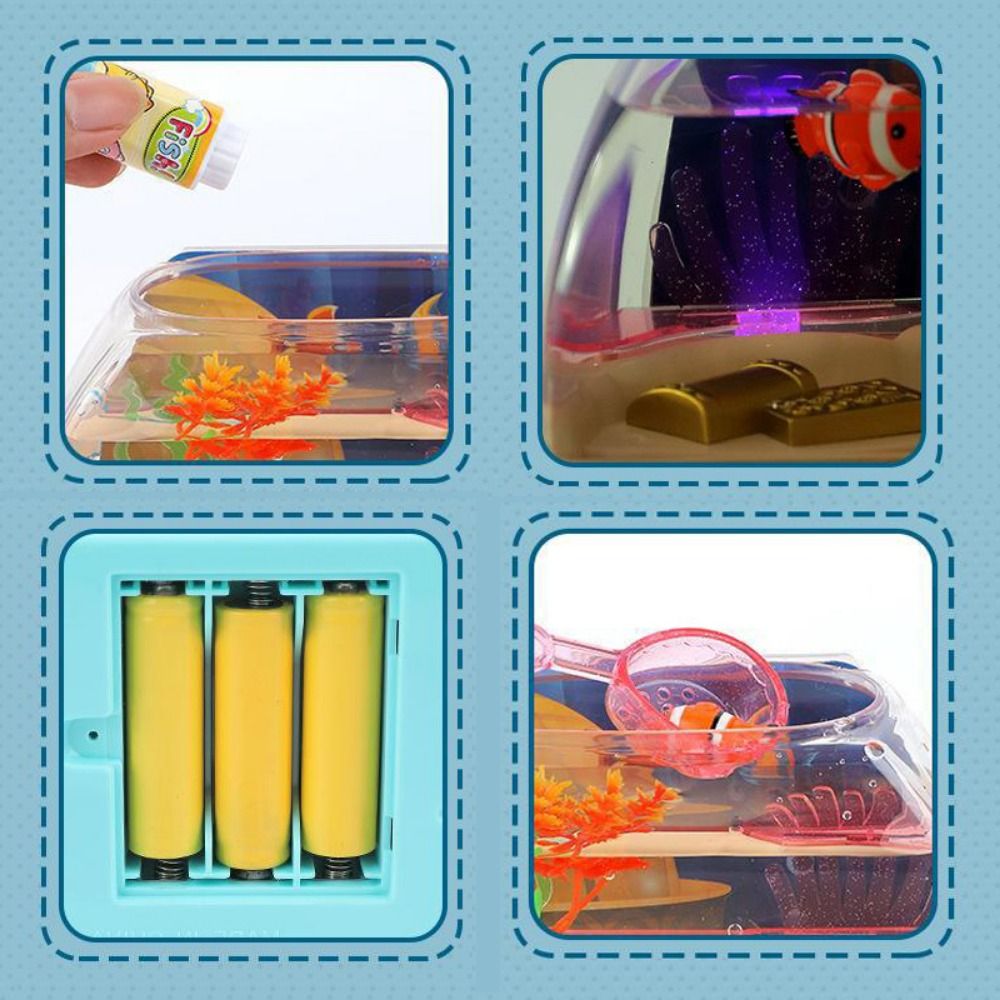 Interactive Music Fish Tank Toy - Cartoon Aquarium Playset with Lights and Sound for Kids Educational Entertainment and Fun