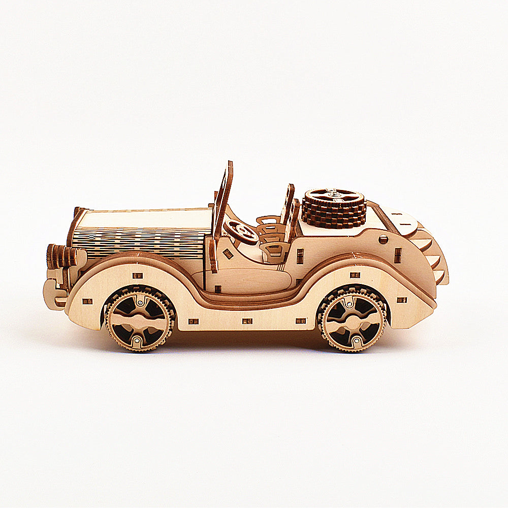 Vintage Classic Car Wooden Puzzle – Creative DIY 3D Science Experiment Toy for Children’s Learning and Play