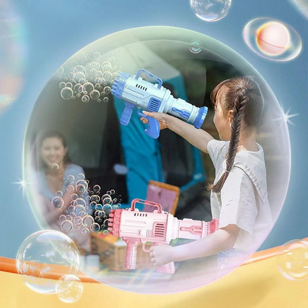 Electric Bubble Gun Toy - 32 Holes Gatling Bubble Machine for Kids Outdoor Play, Fun Party Toy Gift