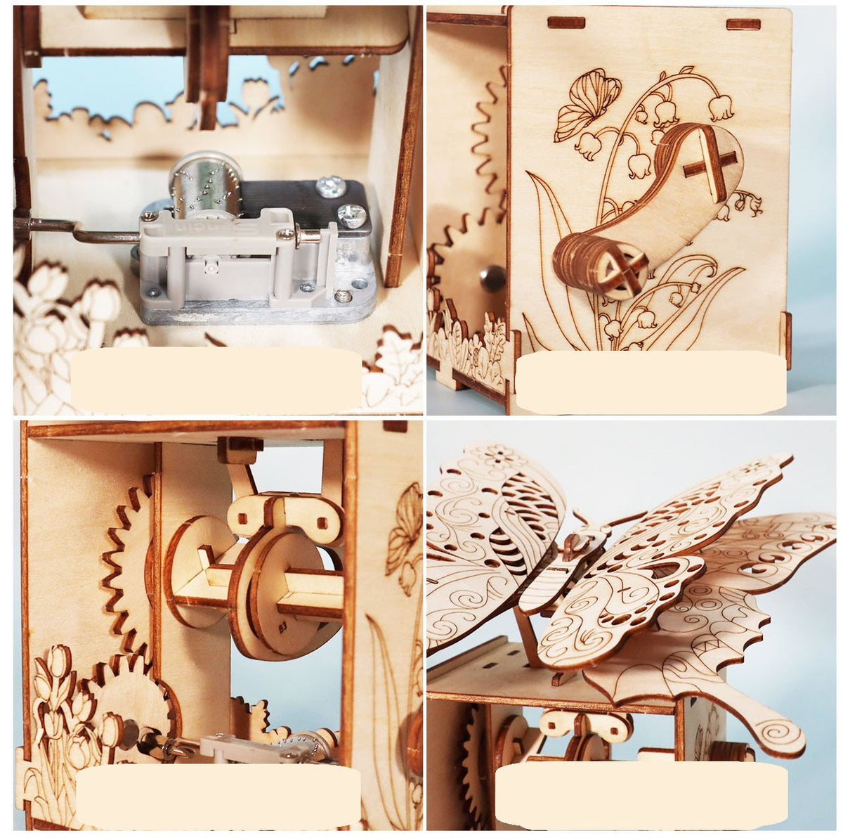 Wooden Butterfly Music Box Puzzle – 3D Hand-Assembled Mechanical Model Gift with Melody for Special Occasions