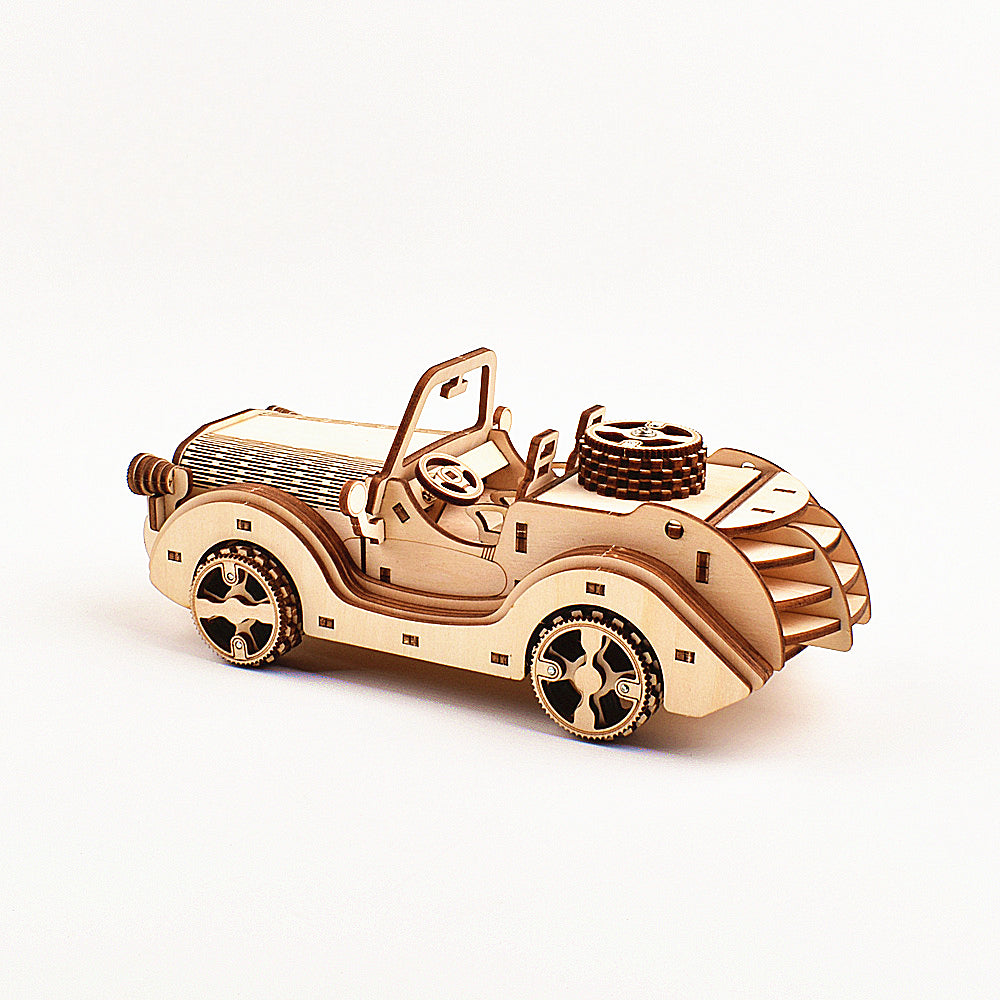 Vintage Classic Car Wooden Puzzle – Creative DIY 3D Science Experiment Toy for Children’s Learning and Play