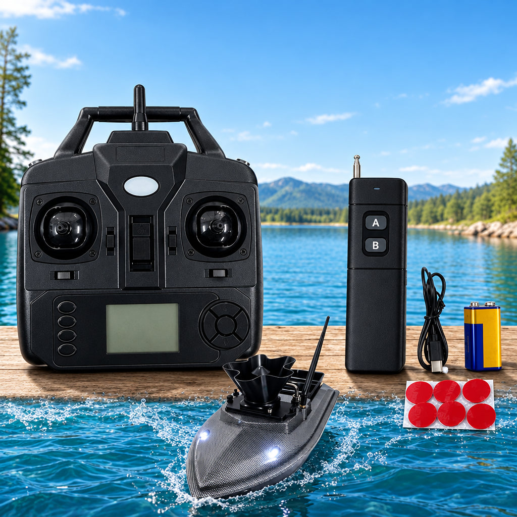 GPS RC Fishing Bait Boat – 360° Spreader with Dual Remote Controls, Saved Fishing Spots and One-Key Return for Convenient Bait Delivery