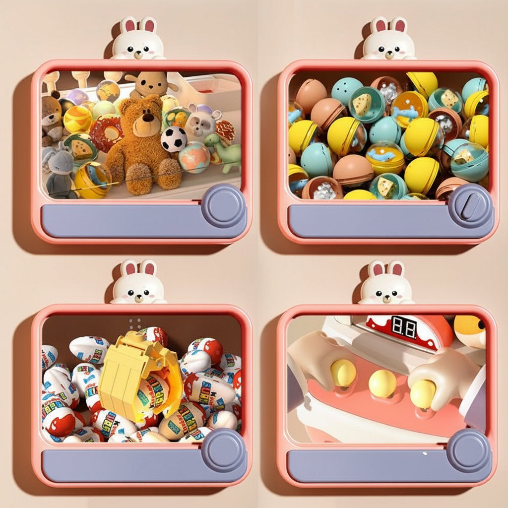 Mini Dinosaur Claw Machine Toy - Coin Operated Rabbit Arcade Crane Game for Kids Birthday Gifts and Interactive Home Entertainment