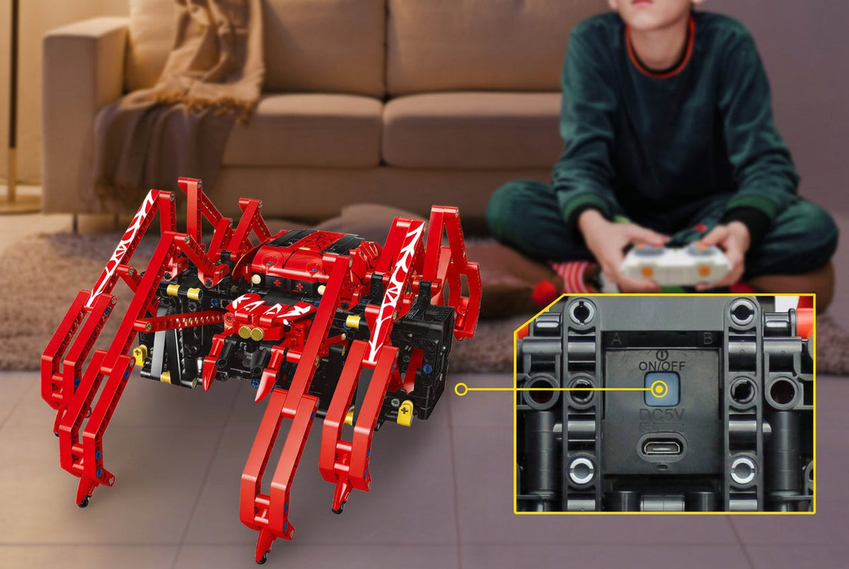 RC Red Spider Robot – 818-Piece STEM Building Blocks Construction Kit with Remote Control Features for Kids, Creative Learning and Gifts