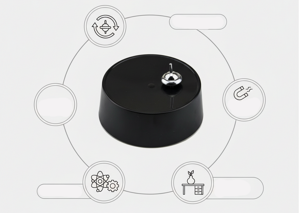 Magnetic Spinning Perpetual Motion Top – Educational Physics Desk Toy Demonstrating Inertia, Magnetism and Creative Science Concepts