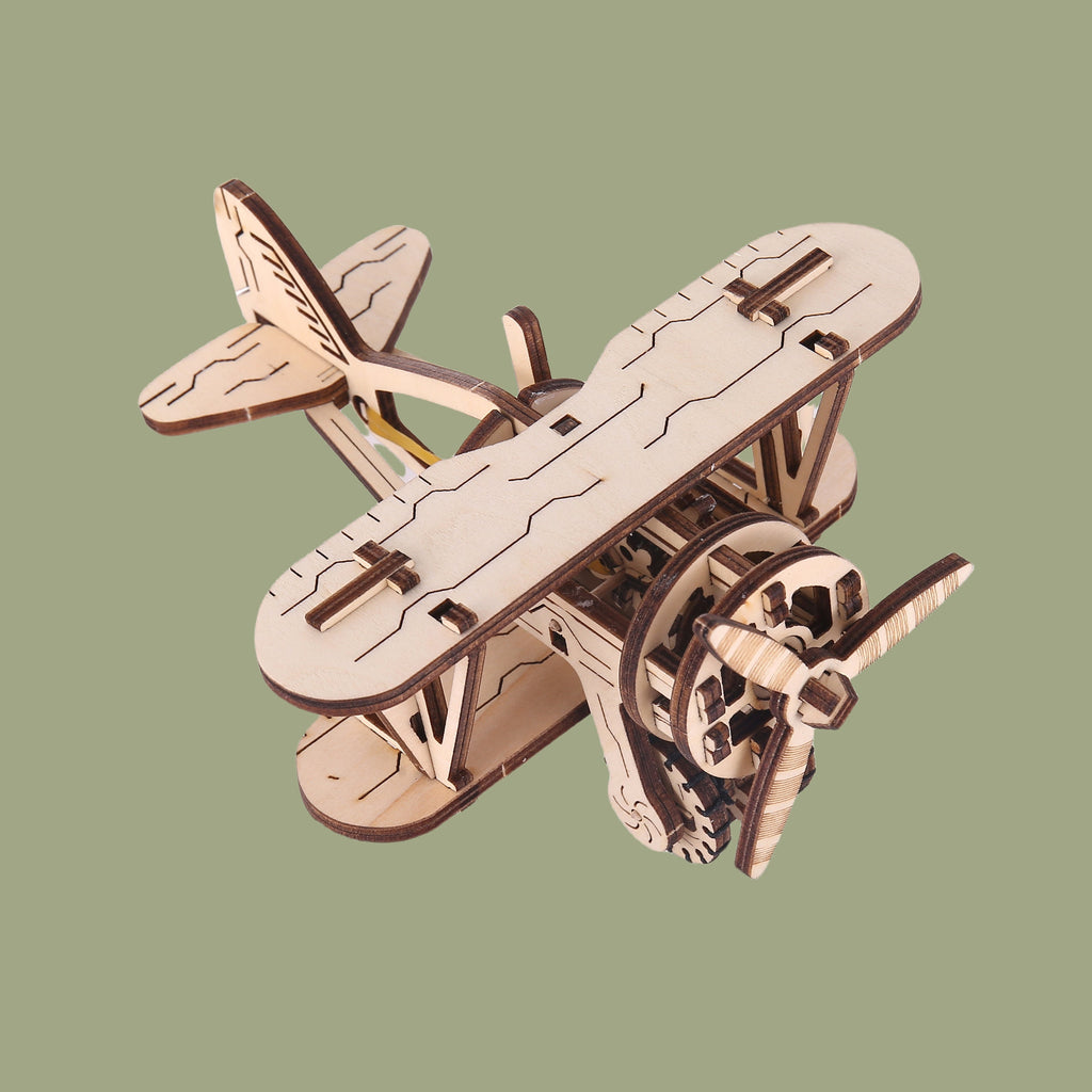 DIY Wooden Aircraft Puzzle Model Kit – Small 3D Plane Assembly Toy for Adults, Birthday, Halloween and Christmas Gift Ideas