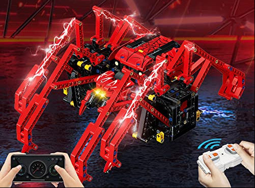 RC Red Spider Robot – 818-Piece STEM Building Blocks Construction Kit with Remote Control Features for Kids, Creative Learning and Gifts