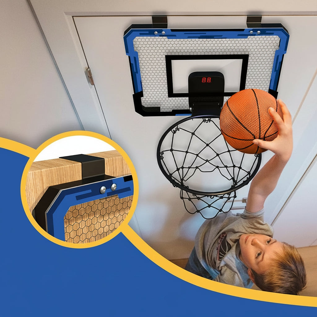 Mini Basketball Hoop Set - Wall Mounted Indoor Basketball Game for Kids, Fun Training Sports Toy for Home and Outdoor Play