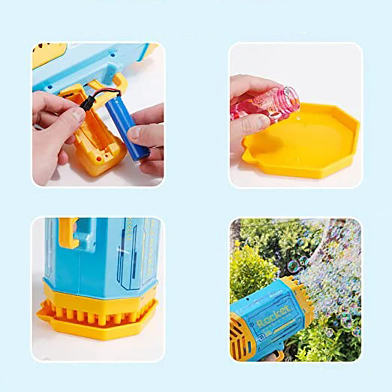 Electric Bubble Gun Toy - 32 Holes Gatling Bubble Machine for Kids Outdoor Play, Fun Party Toy Gift