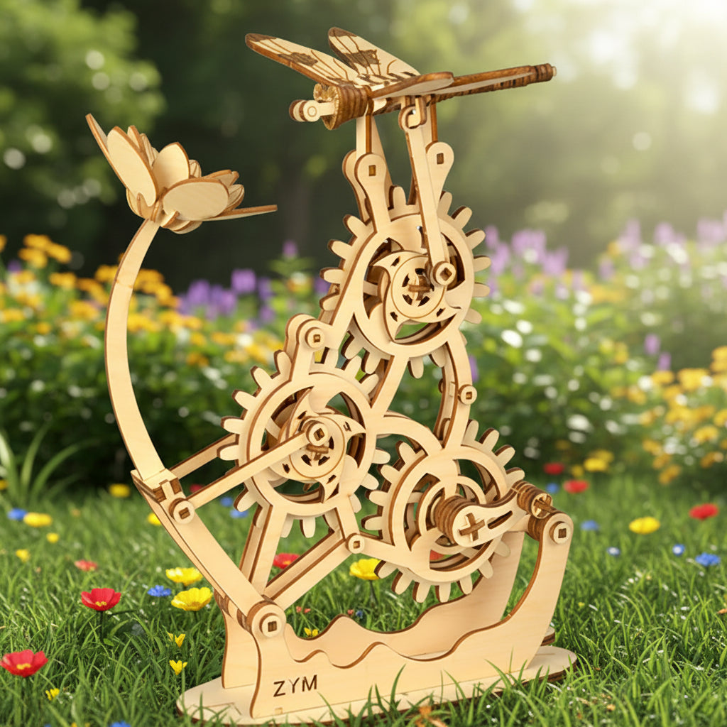 Dragonfly Wooden Puzzle Model - 3D DIY Mechanical Craft Kit for Home Decoration, Educational Building Toy and Creative Gift
