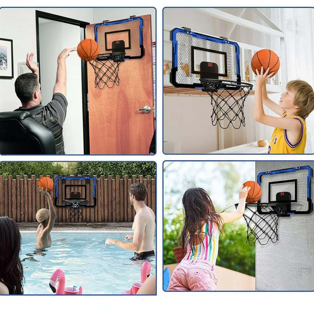 Mini Basketball Hoop Set - Wall Mounted Indoor Basketball Game for Kids, Fun Training Sports Toy for Home and Outdoor Play