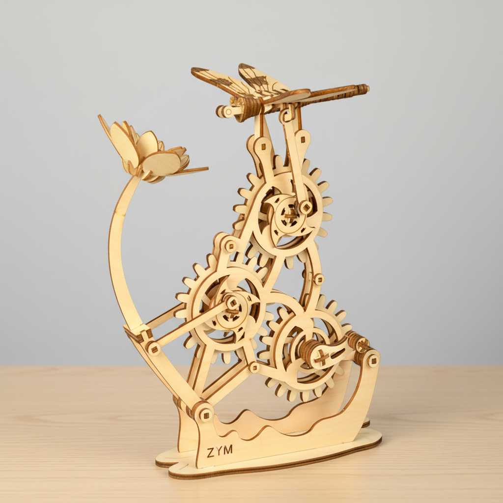 Dragonfly Wooden Puzzle Model - 3D DIY Mechanical Craft Kit for Home Decoration, Educational Building Toy and Creative Gift