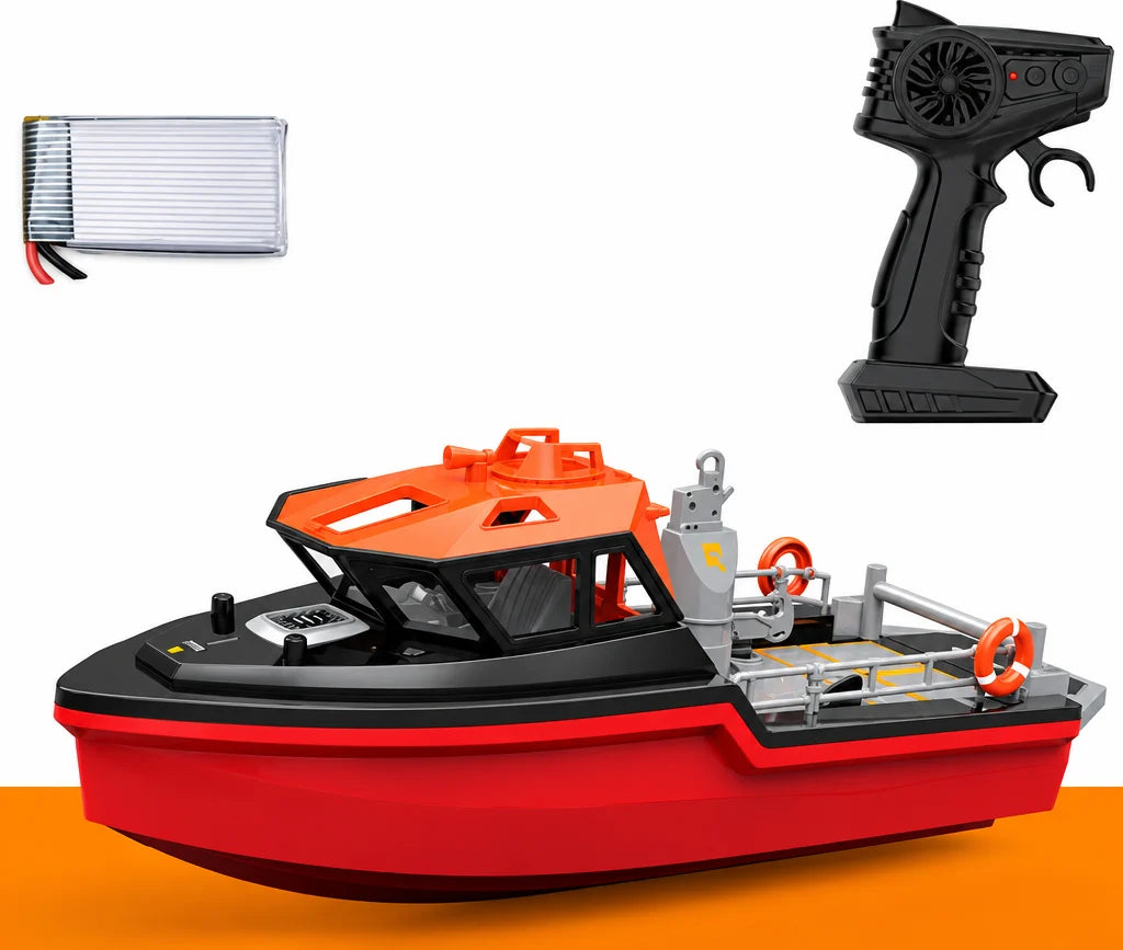 Brushless RC Rescue Boat – High-Speed Turbojet Waterproof Speedboat Simulation Model for Remote Control Racing, Water Adventures and Hobby Enthusiasts