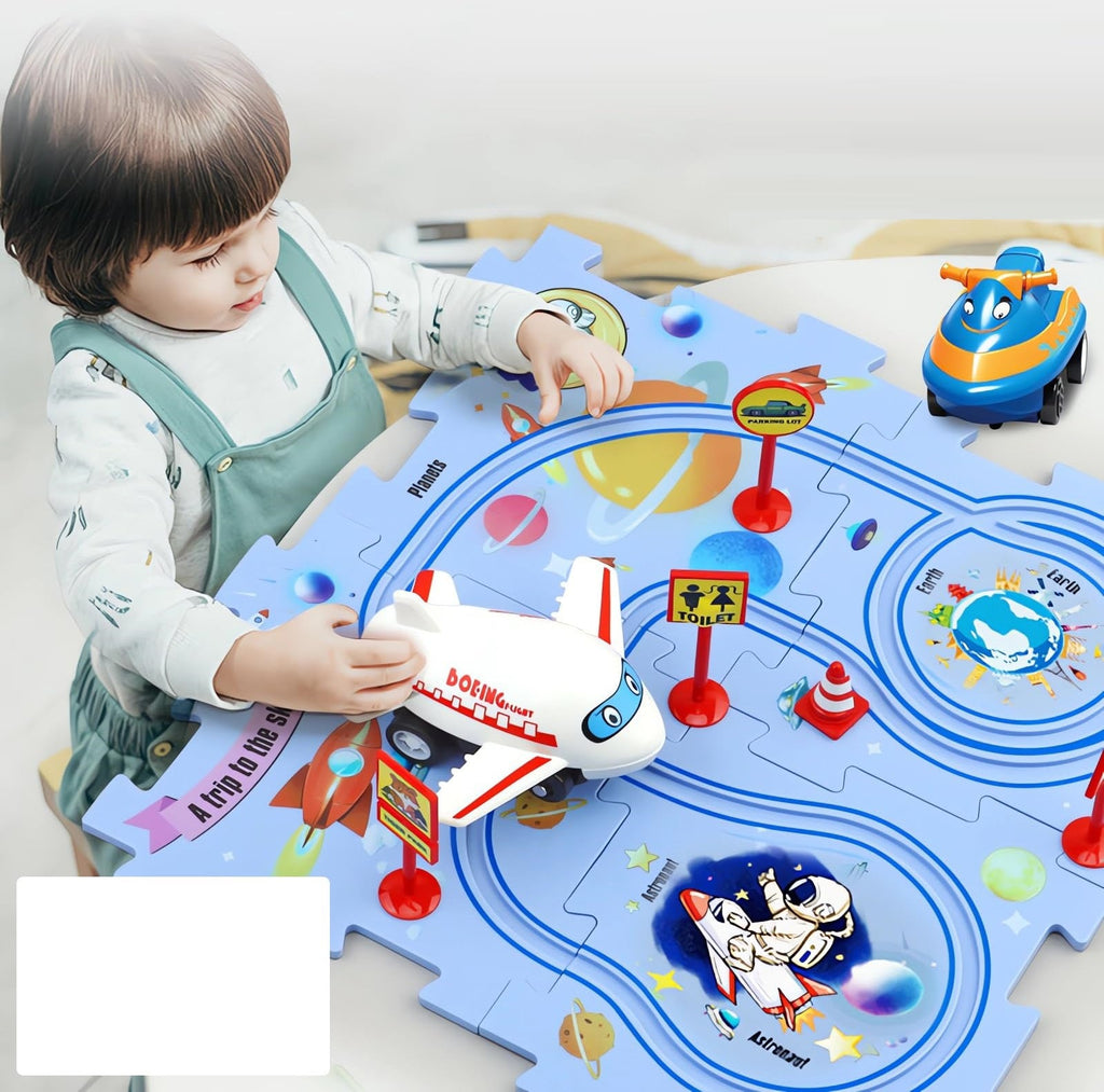 DIY Railway Car Puzzle Set – Flexible Electric Car Track Puzzle for Parent-Child Interaction and Fun Learning