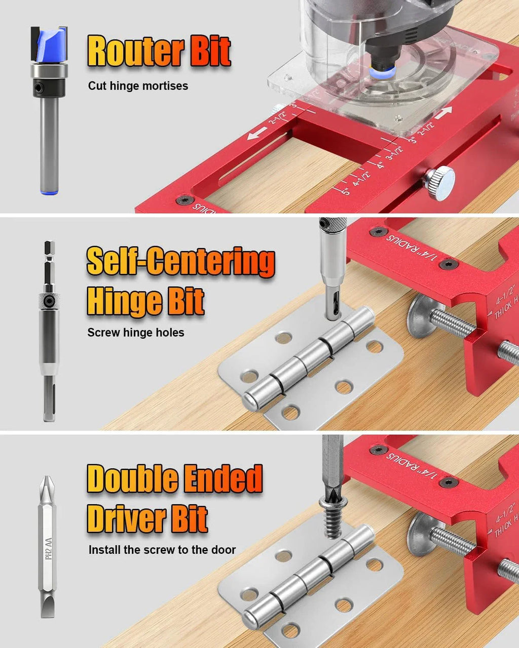 Adjustable Door Hinge Installation Jig Kit
