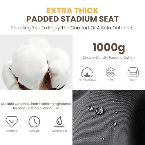 (2-Pack) 25" Heated Stadium Seats – Sofa-Style Comfort Anywhere