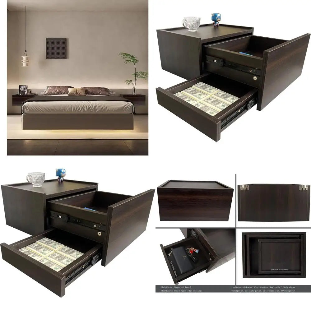 Floating Nightstand with Hidden Storage