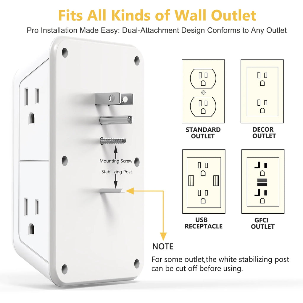 Outlet Extender with USB-C & Night Light
