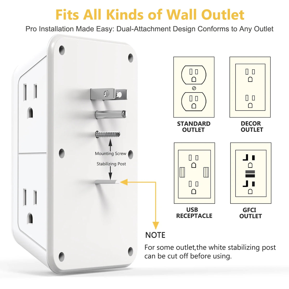Outlet Extender with USB-C & Night Light