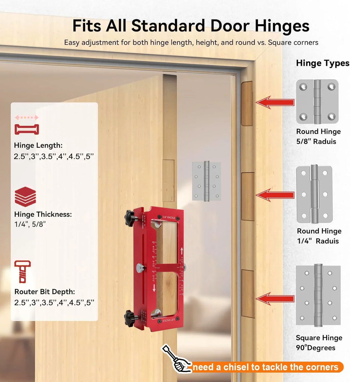 Adjustable Door Hinge Installation Jig Kit