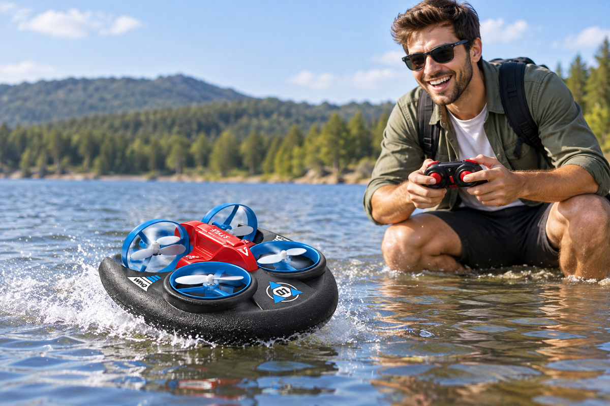 Multifunction RC Hovercraft – 2.4G Water, Land and Air Mini Drone Vehicle for Kids, Outdoor Play and Gifts