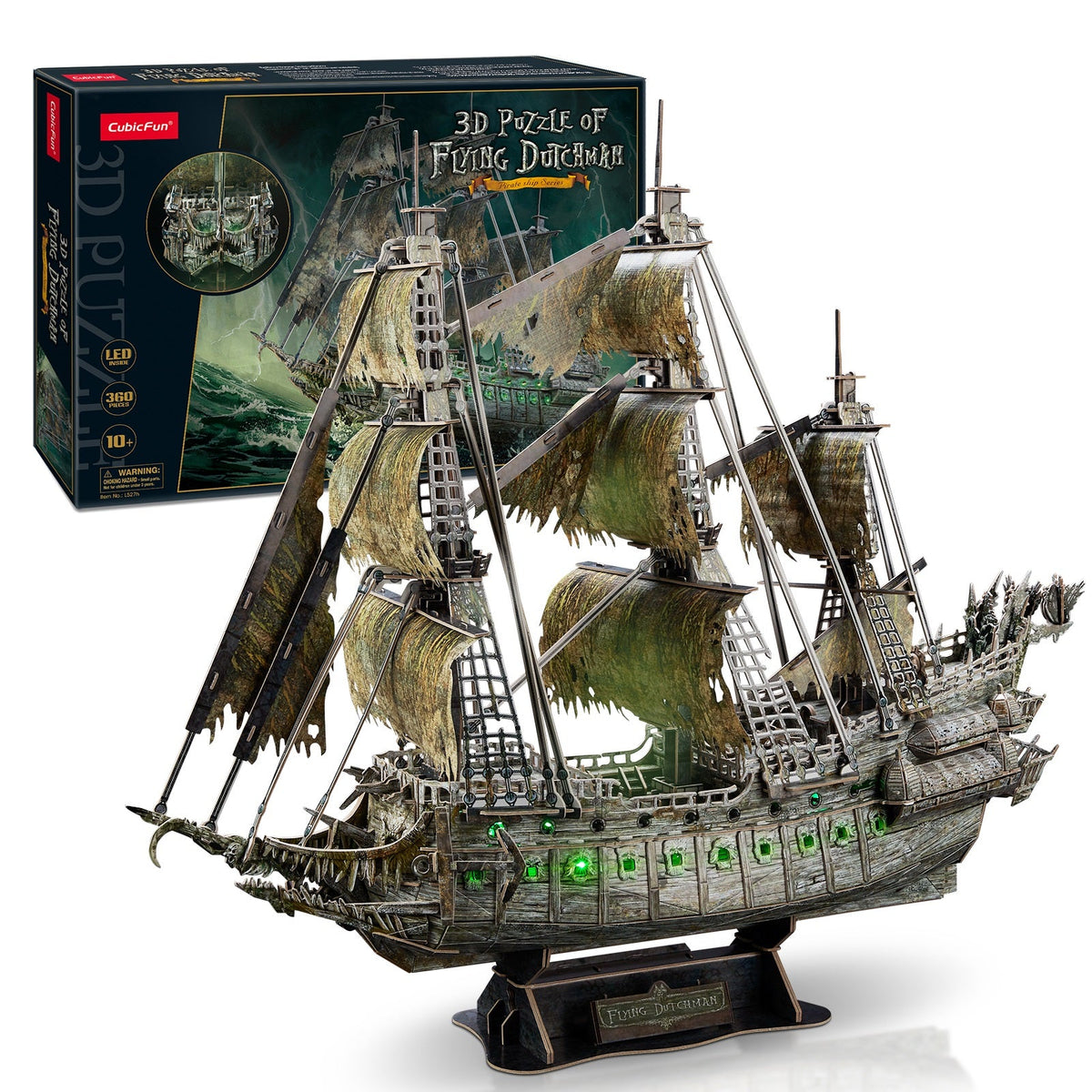 Flying Dutchman 3D Puzzle – LED Pirate Ship Model Kit with 360 Pieces for Adult Collectors