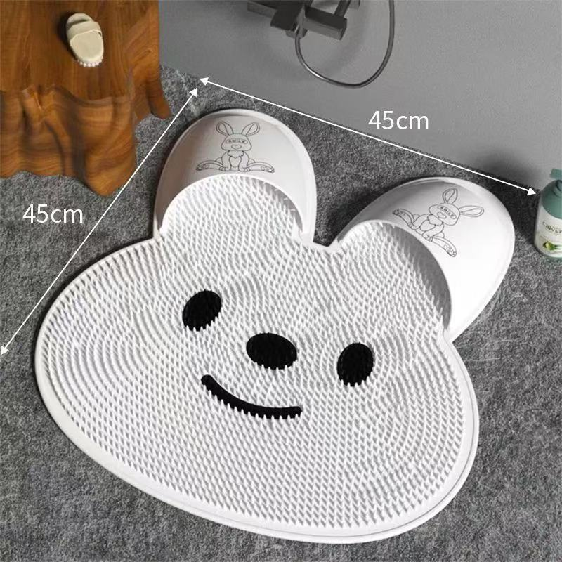 Rabbit Shape Silicone Foot Massage Mat – Wall Mounted Non-Slip Shower Foot Massager with Suction Cups for Deep Cleansing Relaxation
