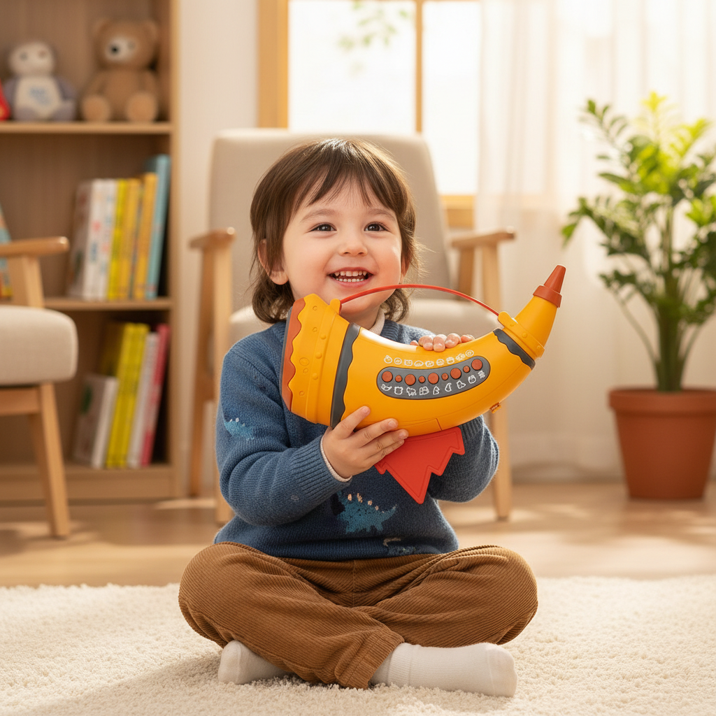 Animal Sound Whistle Toy Set - Interactive Horn Toy with 30 Sound Effects and Lights for Kids Educational Entertainment