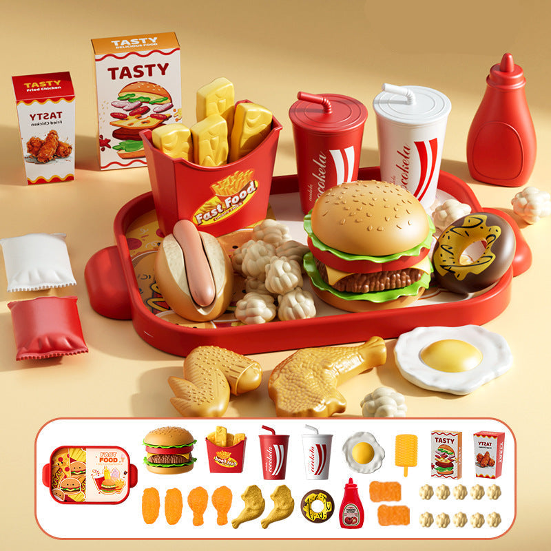 Kids Kitchen Play Food Set - Pretend Cooking Toy with Burgers, Pizza and Interactive Montessori Learning Fun