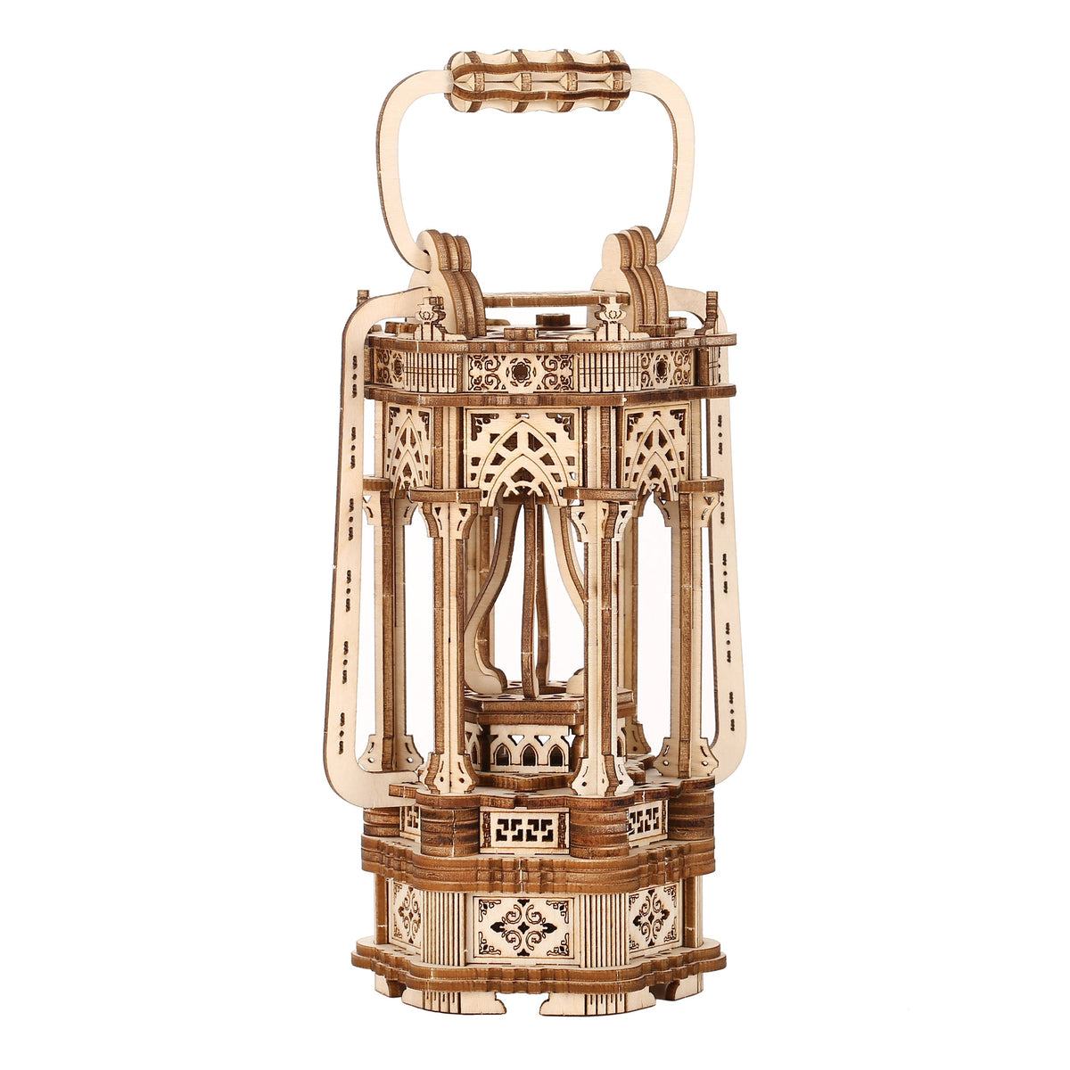 Rotating Vintage Lantern 3D Wooden Puzzle – Handmade DIY Craft Model Kit for Desk Decor and Birthday Gifts