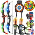 Archery Toy Set - Kids Bow and Arrow Game with Target Board, Night Lights and Indoor Outdoor Family Fun