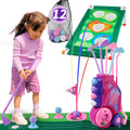 Portable Pink Golf Toy Set - Indoor Outdoor Sports Game with Golf Cart and Balls for Kids Active Play
