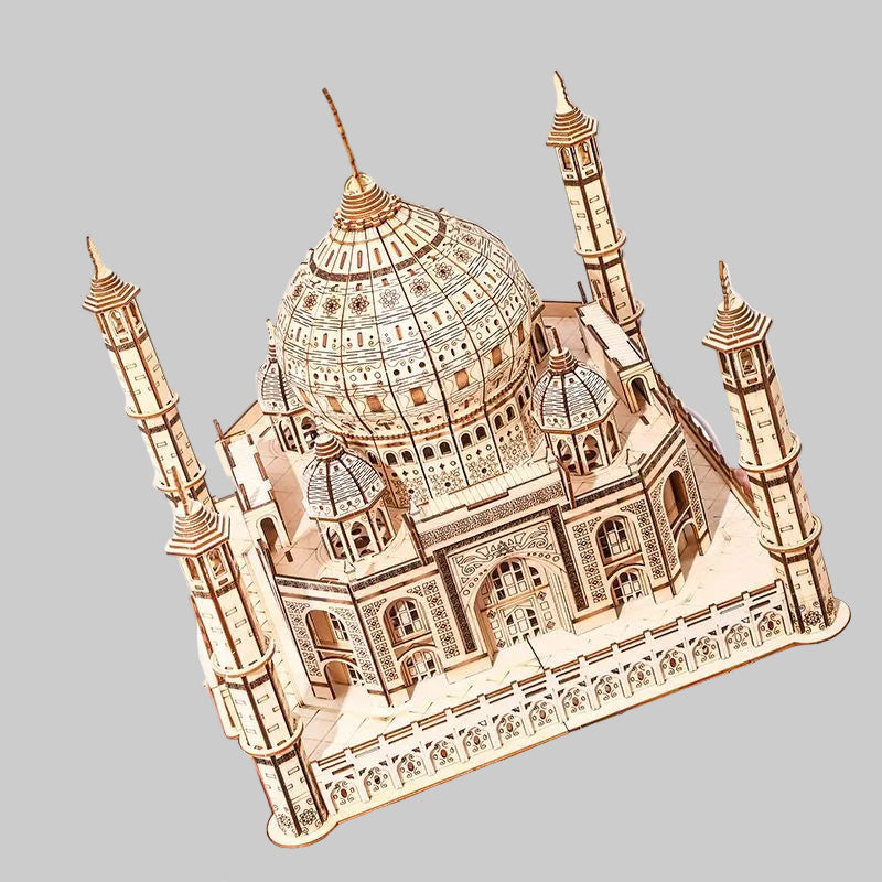 Wooden Taj Mahal Puzzle - 3D Detailed Architectural Model Kit for Adults, Stress Relief DIY Assembly Craft Gift and Decorative Display Piece