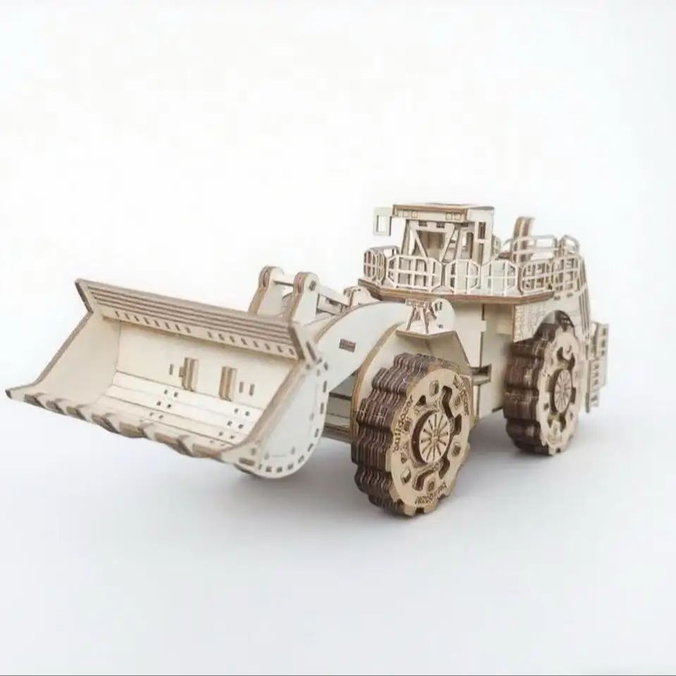 Wooden Bulldozer Puzzle Kit - 3D DIY Assembly Model Toy for Adults and Kids, Creative Educational Gift for Holidays and Decoration