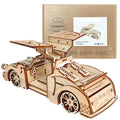 Wooden Vehicle Puzzle Set - 3D DIY Truck Sports Car Model Kit with Movable Parts, Educational Toy Gift for Kids and Adults