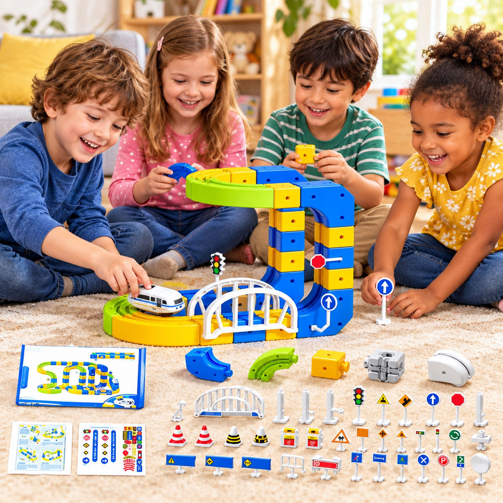 Magnetic Track Building Blocks – Interactive STEM Construction Set for Kids with DIY Assembly, Creative Learning and Educational Gift Appeal