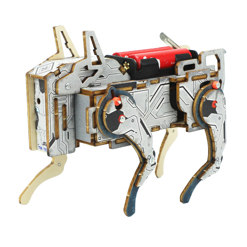 Mechanical Dog STEM Kit - DIY Wooden Robot Toy with Voice Control, Educational Building Project for Kids Learning Science