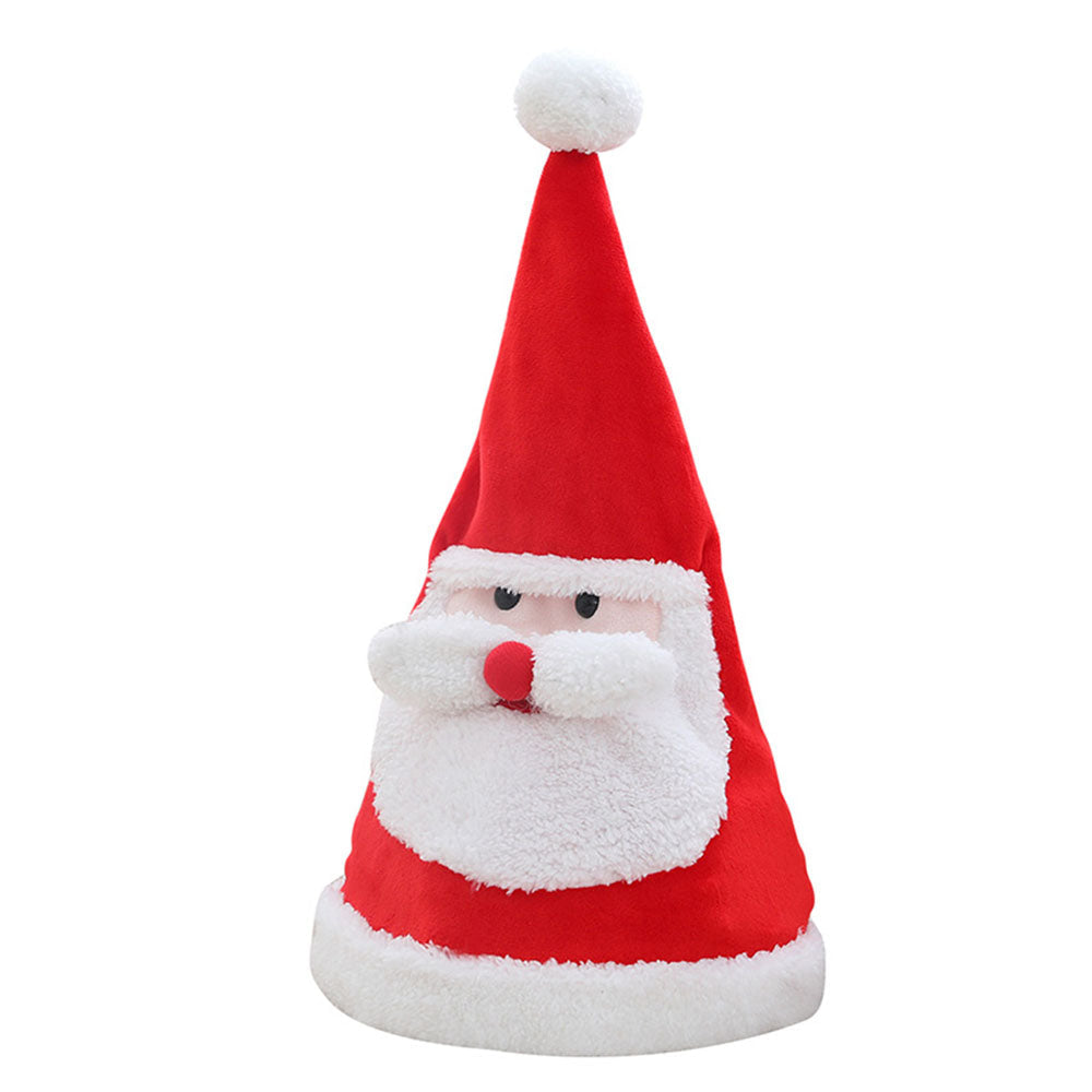 Soft Kawaii Plush Christmas Hat Toy – Electric Light-Up Moving Plush Doll with Animated Motion for Holiday Decor, Kids Gifts and Festive Christmas Fun
