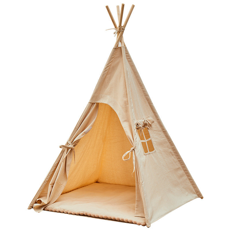 Portable Kids Teepee Play Tent - Large Canvas Wigwam Playhouse for Indoor Adventures, Reading Nooks and Bedroom Decoration