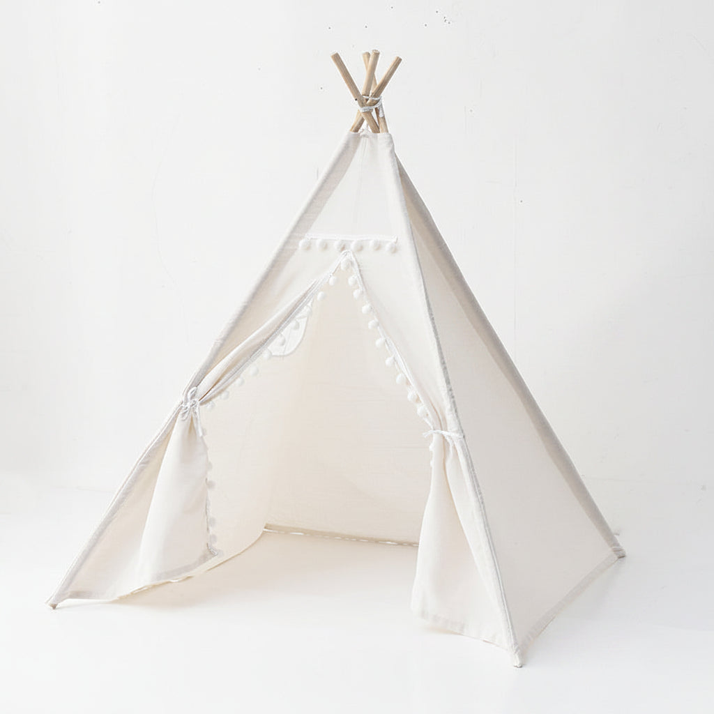 Portable Kids Teepee Play Tent - Large Canvas Wigwam Playhouse for Indoor Adventures, Reading Nooks and Bedroom Decoration