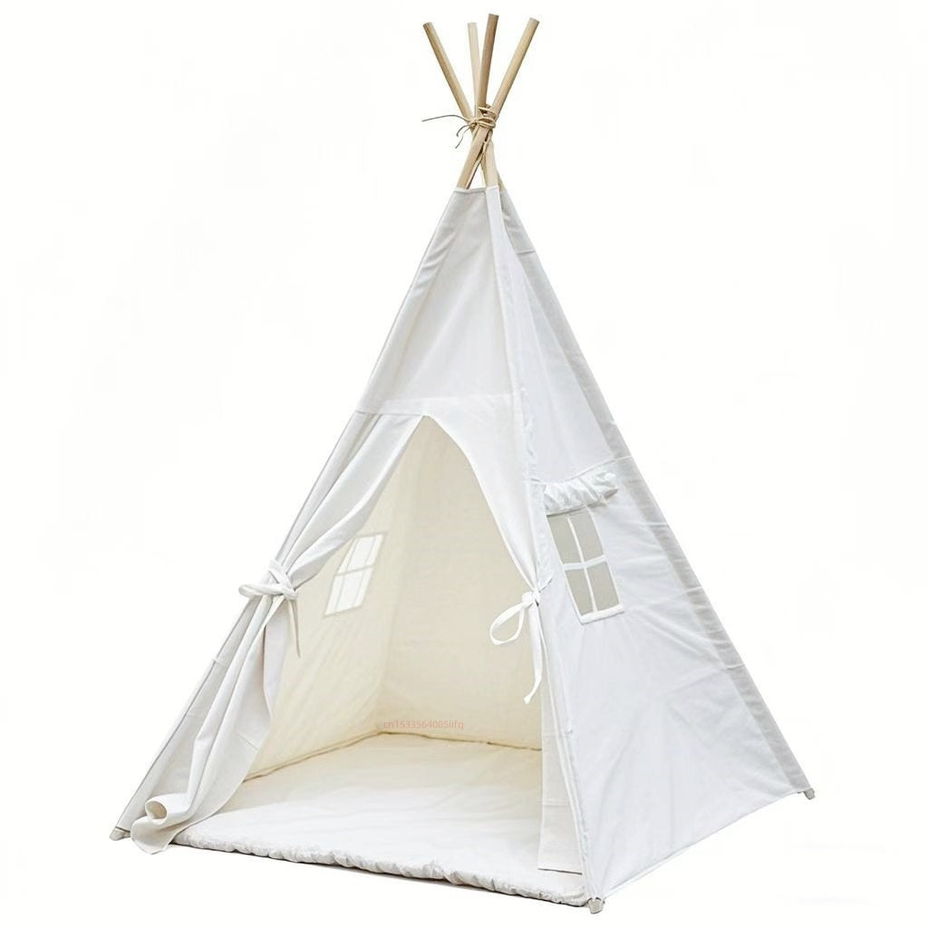 Portable Kids Teepee Play Tent - Large Canvas Wigwam Playhouse for Indoor Adventures, Reading Nooks and Bedroom Decoration