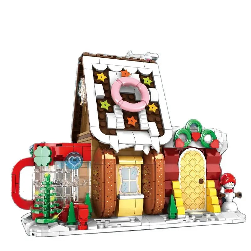 Winter Village Christmas House Building Blocks – Creative ART House Model Brick Set for Kids, Holiday Gift, Festive Desktop Christmas Decoration