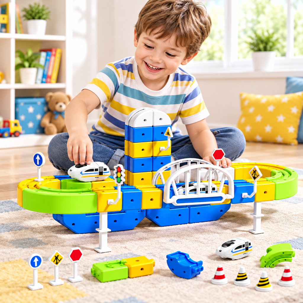Magnetic Track Building Blocks – Interactive STEM Construction Set for Kids with DIY Assembly, Creative Learning and Educational Gift Appeal