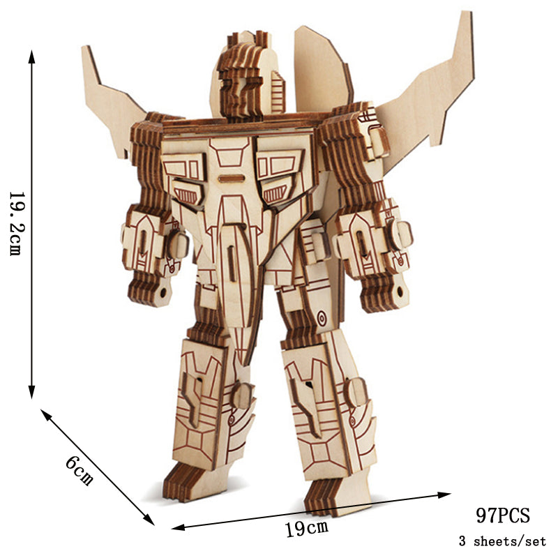 Kendo Robot Wooden Puzzle - DIY Assembly Educational Model Toy for Kids, Creative STEM Learning and Home Decoration