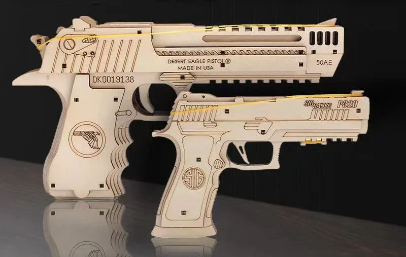 DIY Wooden Mechanical Gun Model Kit – 3D Shooting Style Assembly Puzzle Toy for Kids and Teens Creative STEM Gift